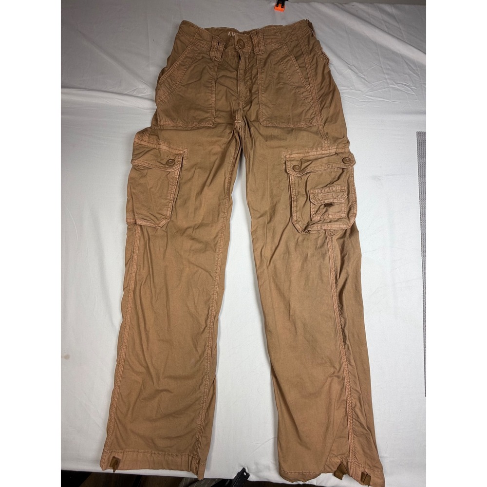 American Eagle Womens Tan Brown Cargo Pants Straight Leg Utility Size 0 Regular